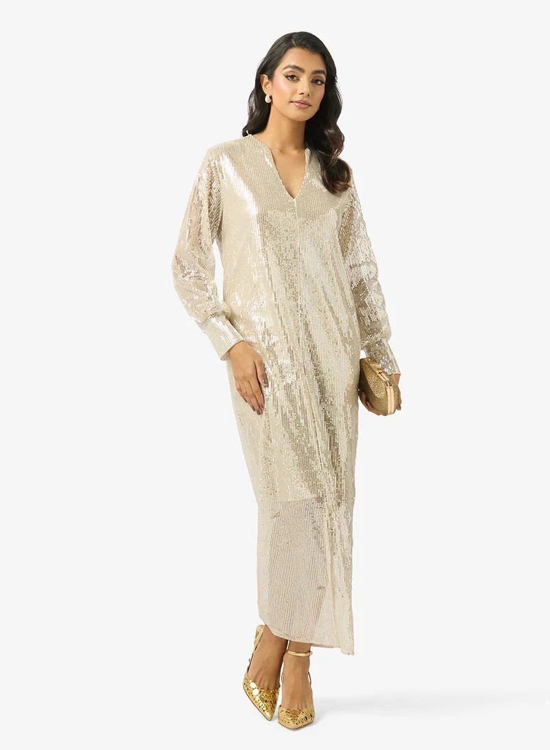 Khizana  Shimmer Puff Sleeve Dress for Women | Best Price UAE